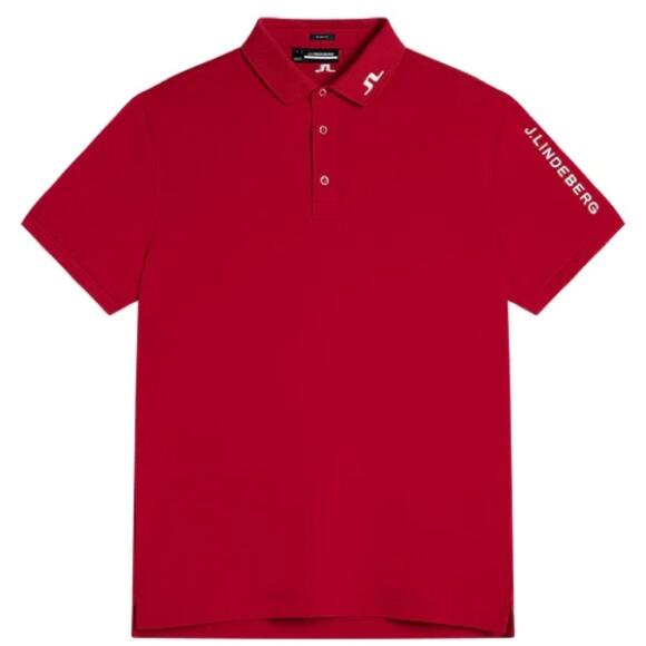 J. LINDEBERG Tour Tech Slim Fit Polo Chili Pepper Red Logo Stretch Sz Large NEW - Picture 11 of 12
